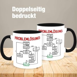 Tasse Tassen 325ml - Statement - Problemlösung - 325 ml - Schwarz - kaffeetasse büro männer nette kollegin teetassen lustige geschenke für kollegen arbeitskollegen große kaffeetassen 10