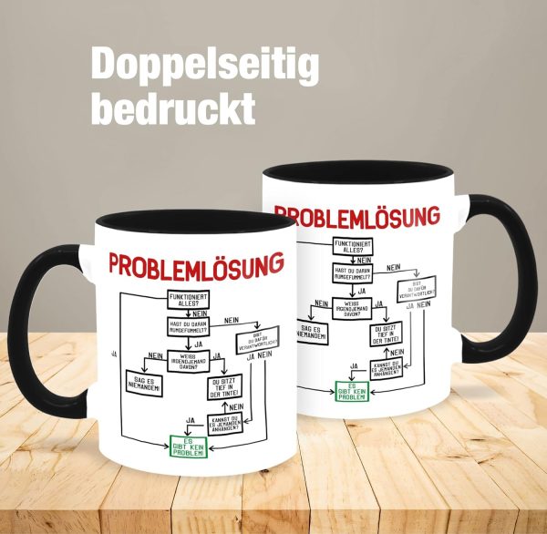 Tasse Tassen 325ml - Statement - Problemlösung - 325 ml - Schwarz - kaffeetasse büro männer nette kollegin teetassen lustige geschenke für kollegen arbeitskollegen große kaffeetassen 4