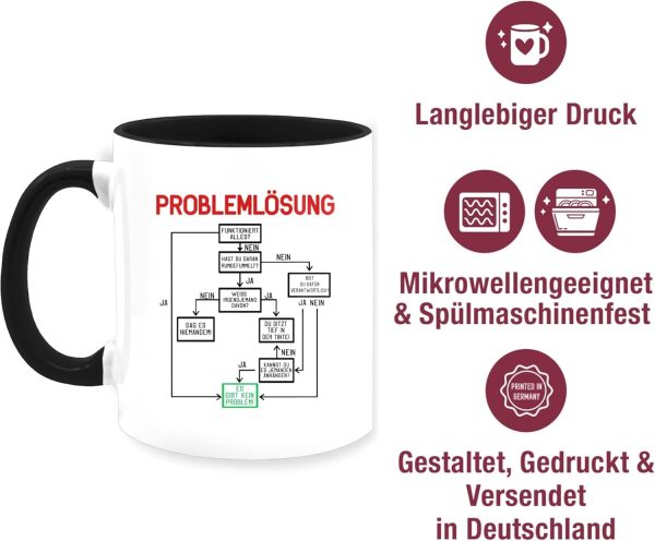 Tasse Tassen 325ml - Statement - Problemlösung - 325 ml - Schwarz - kaffeetasse büro männer nette kollegin teetassen lustige geschenke für kollegen arbeitskollegen große kaffeetassen 5