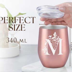 Thermobecher Personalisiert, Geburtstagsgeschenk für Frauen, Personalisierte Geschenke Für Freundin, Schwester, Mütter, Tochter, Tante - Kaffeetasse 340 ml, Kaffeebecher mit Deckel, Roségold, A 8