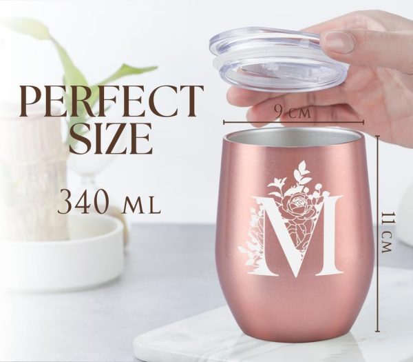 Thermobecher Personalisiert, Geburtstagsgeschenk für Frauen, Personalisierte Geschenke Für Freundin, Schwester, Mütter, Tochter, Tante - Kaffeetasse 340 ml, Kaffeebecher mit Deckel, Roségold, A 2
