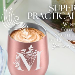 Thermobecher Personalisiert, Geburtstagsgeschenk für Frauen, Personalisierte Geschenke Für Freundin, Schwester, Mütter, Tochter, Tante - Kaffeetasse 340 ml, Kaffeebecher mit Deckel, Roségold, A 10