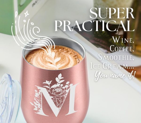 Thermobecher Personalisiert, Geburtstagsgeschenk für Frauen, Personalisierte Geschenke Für Freundin, Schwester, Mütter, Tochter, Tante - Kaffeetasse 340 ml, Kaffeebecher mit Deckel, Roségold, A 3