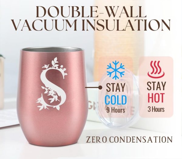 Thermobecher Personalisiert, Geburtstagsgeschenk für Frauen, Personalisierte Geschenke Für Freundin, Schwester, Mütter, Tochter, Tante - Kaffeetasse 340 ml, Kaffeebecher mit Deckel, Roségold, A 5