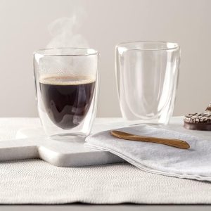 Leonardo DUO Doppelwandbecher 2er Set, Glas für Tee und Kaffee, Heissgetränk Tasse, Höhe 11 cm, 300 ml, Glas, 053060 19