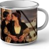 Tasse aus emailliertem Metall, Fotodruck, Motiv Titanic, Leonardo Di Caprio Kate Winslet Kiss Scene 5