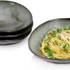 Sänger | Pastateller Kopenhagen 4 tlg, Pasta Schüssel Set 4 Personen, Steingut Geschirr Set für Pasta, Tellerset Spülmaschinenfest, Nudelteller, Bowl Schüssel Grau Grün 1l | PREMIUM COLLECTION 17