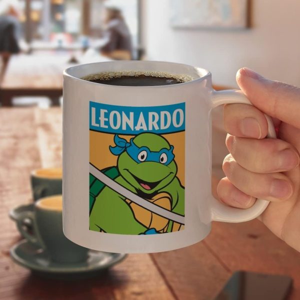 Teenage Mutant Ninja Turtles Leonardo Keramik-Kaffeetasse, originelles Geschenk für Kaffee, Tee und heiße Getränke, 325 ml, Weiß 4
