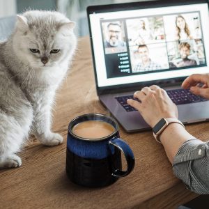 TELANKS Kaffeetasse Groß, Cappuccino Tassen Steingut, 500 ml Kaffeetasse Keramik, Große Tasse, Kaffeetasse Porzellan, Große Teetasse mit Henkel (Blau) 16