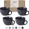 HOMEBERLIN® Design Cappuccino Tassen Set - 200ml Kaffeetassen 4er Set - Premium Kaffee Tassen Set aus hochwertigem Steingut - 4 moderne Kaffeetassen aus 100% Handfertigung - Dickwandige Kaffee Tasse 17