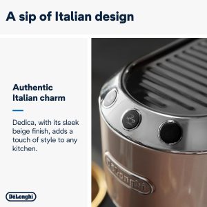 De'Longhi Dedica Arte EC 885.BG, Espresso Siebträgermaschine, Espressomaschine mit MyLatteArt Milchschaumdüse, kompaktes Design, 15 cm breit, 1 Liter Wassertank, E.S.E Pads geeignet, Beige 11