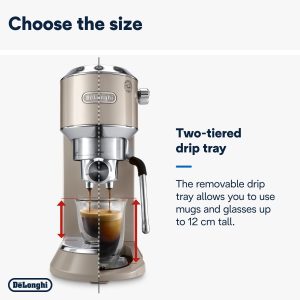 De'Longhi Dedica Arte EC 885.BG, Espresso Siebträgermaschine, Espressomaschine mit MyLatteArt Milchschaumdüse, kompaktes Design, 15 cm breit, 1 Liter Wassertank, E.S.E Pads geeignet, Beige 17