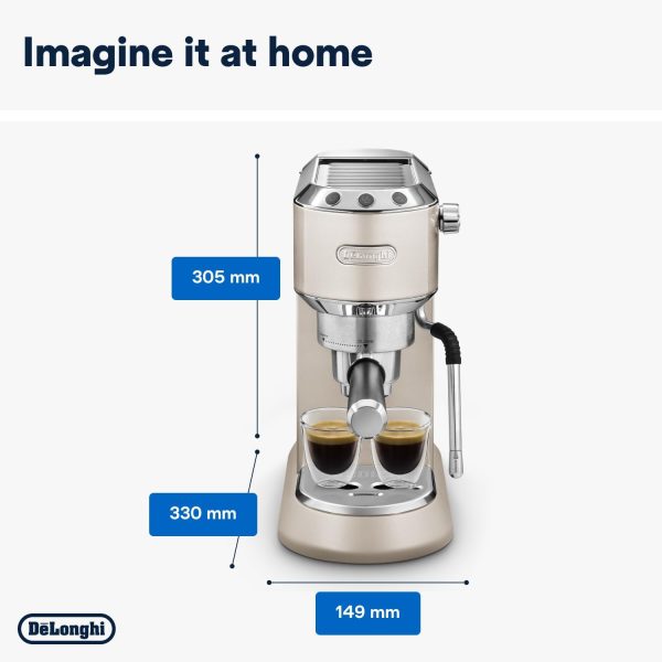 De'Longhi Dedica Arte EC 885.BG, Espresso Siebträgermaschine, Espressomaschine mit MyLatteArt Milchschaumdüse, kompaktes Design, 15 cm breit, 1 Liter Wassertank, E.S.E Pads geeignet, Beige 7