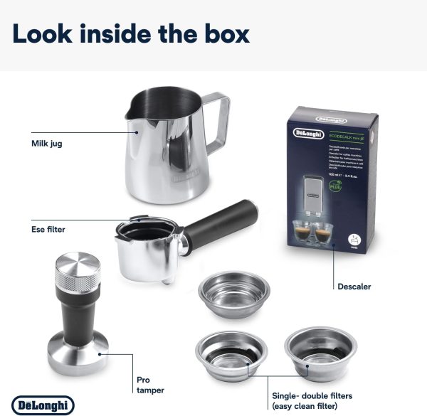 De'Longhi Dedica Arte EC 885.BG, Espresso Siebträgermaschine, Espressomaschine mit MyLatteArt Milchschaumdüse, kompaktes Design, 15 cm breit, 1 Liter Wassertank, E.S.E Pads geeignet, Beige 8