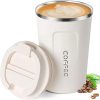 ERBO Kaffeebecher to go, Thermobecher Edelsthal, Auslaufsicher Kaffeetasse Kaffeebecher mit Deckel, Kaffeetasse Thermobecher für Unterwegs Umweltfreundlich, Weiß 380ml 22