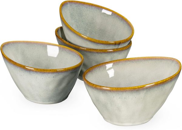 Ramen Schüssel, Pastaschalen aus Steingut 4-teiliges Schalen Set, Dessertschale, Snackschale, Eisschale, Schüssel 600ml - Vintage Design 1