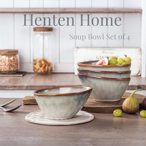 Ramen Schüssel, Pastaschalen aus Steingut 4-teiliges Schalen Set, Dessertschale, Snackschale, Eisschale, Schüssel 600ml - Vintage Design 20