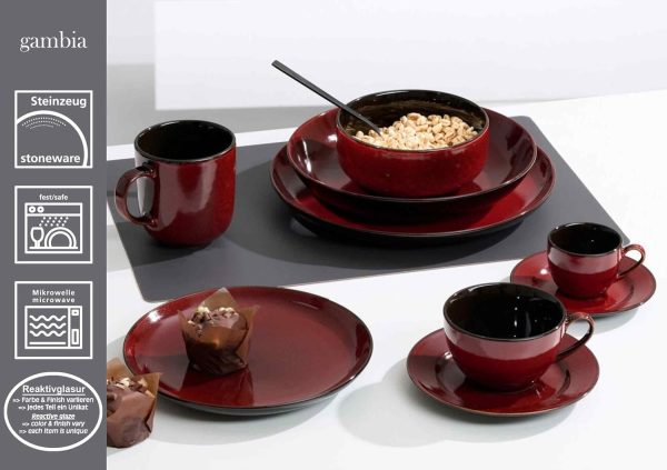 Ritzenhoff & Breker Gambia Kaffeetassen, 220 ml, Moderne Teetasse mit Farbverläufen, Skandinavisches Design mit Reaktivglasur, Steinzeug, Rot 2