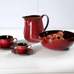 Ritzenhoff & Breker Gambia Kaffeetassen, 220 ml, Moderne Teetasse mit Farbverläufen, Skandinavisches Design mit Reaktivglasur, Steinzeug, Rot 6