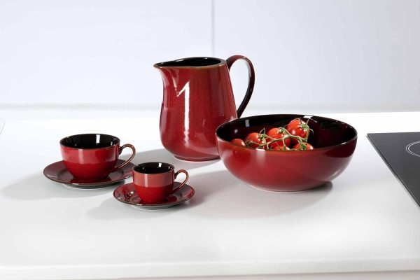 Ritzenhoff & Breker Gambia Kaffeetassen, 220 ml, Moderne Teetasse mit Farbverläufen, Skandinavisches Design mit Reaktivglasur, Steinzeug, Rot 3