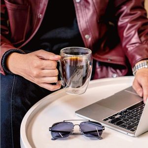 350ml Kaffeeglas Latte Macchiato Gläser mit Henkel, 4-Stück Teeglas Doppelwandige Gläser, Borosilikatglas Hitzebeständige Kaffeetassen Trinkgläser, Perfekt für Cappuccino, Americano, Tee und Getränke 20