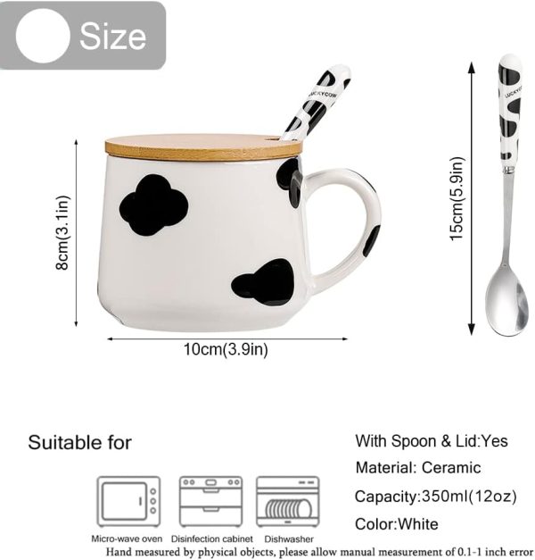 Süße Sachen Keramik Kuh Kaffeetasse Teetasse Mit Deckel Löffel Lustige Tassen Geschenke für Frauen Kaffeebecher Porzellan 3D Tasse Personalisiert Cappuccino Tassen Beste Freundin Geburtstag Jahrestag 4