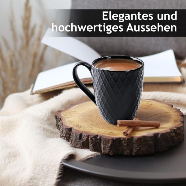 MIAMIO – 6 x 400 ml – Kaffeetassen Set/Becher – Moderne Keramik Tasse Matt – Kaffeetasse groß – Palmanova Kollektion (Schwarz) 3