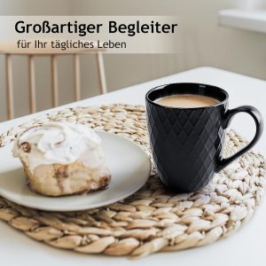 MIAMIO – 6 x 400 ml – Kaffeetassen Set/Becher – Moderne Keramik Tasse Matt – Kaffeetasse groß – Palmanova Kollektion (Schwarz) 12
