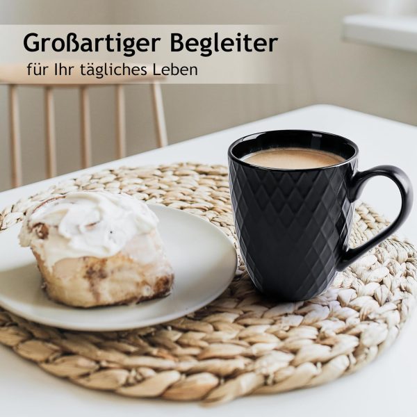 MIAMIO – 6 x 400 ml – Kaffeetassen Set/Becher – Moderne Keramik Tasse Matt – Kaffeetasse groß – Palmanova Kollektion (Schwarz) 4