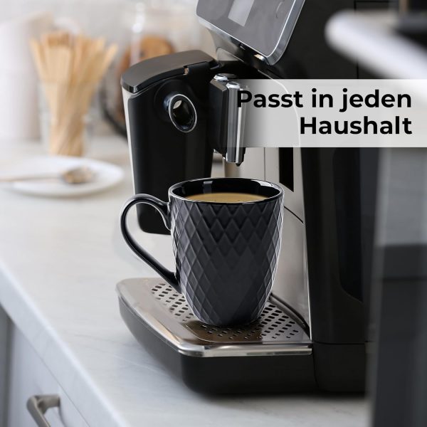 MIAMIO – 6 x 400 ml – Kaffeetassen Set/Becher – Moderne Keramik Tasse Matt – Kaffeetasse groß – Palmanova Kollektion (Schwarz) 6