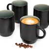 Sänger | Kaffeebecher mit Henkel Helsinki 4 tlg, Steingut Tasse 4 Personen Schwarz mit Grauen Akzenten, Coffee Cup für Kaffee Tee & Kakao Spülmaschinengeeignet 300 ml | PREMIUM COLLECTION 28