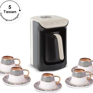 KARACA Hatır Roast Türkische Kaffeemaschine Creme 5 Tassen Kapazität Viel Schaum,535W,Sprachwarnsystem,;Lichtwarnsystem, Messlöffel, Einfache Reinigung 18