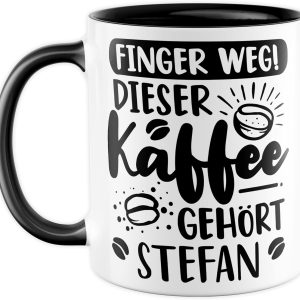 Kaffee-Tasse personalisiert mit Spruch lustig - FINGER WEG! Dieser Kaffee gehört eigener Name - Geschenk personalisierbar Geschenk-Idee Büro personalisieren Kaffee-Becher (Weiß & Schwarz) 8