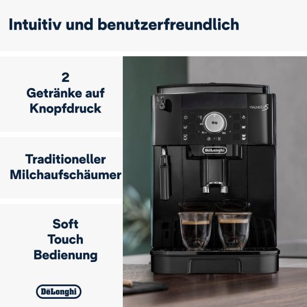 De'Longhi Magnifica S ECAM11.112.B, Kaffeevollautomat mit Milchaufschäumdüse für Cappuccino, mit Espresso Direktwahltasten und Drehregler, 2-Tassen-Funktion, Schwarz 2