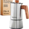 Cosumy Espressokocher Induktion für alle Herdarten geeignet 4 Tassen - Mokkakanne Edelstahl & FSC Eichenholz - Extra Silikondichtung - 200ml 19