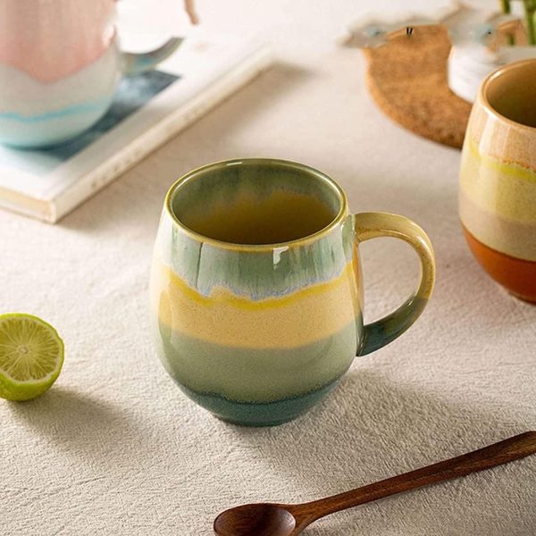 FülleMore 500ml große Kaffeetasse Porzellan Kaffeebecher mit Henkel Cappuccinotasse Kakaobecher Teetasse Keramikbecher für Büro und Zuhause (Blau) 3