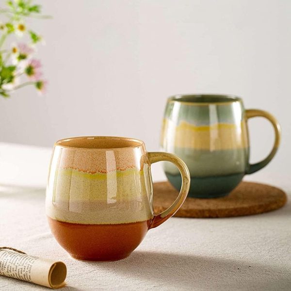 FülleMore 500ml große Kaffeetasse Porzellan Kaffeebecher mit Henkel Cappuccinotasse Kakaobecher Teetasse Keramikbecher für Büro und Zuhause (Blau) 6