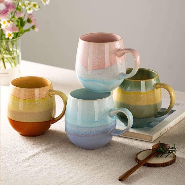 FülleMore 500ml große Kaffeetasse Porzellan Kaffeebecher mit Henkel Cappuccinotasse Kakaobecher Teetasse Keramikbecher für Büro und Zuhause (Blau) 7