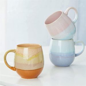 FülleMore 500ml große Kaffeetasse Porzellan Kaffeebecher mit Henkel Cappuccinotasse Kakaobecher Teetasse Keramikbecher für Büro und Zuhause (Braun) 10