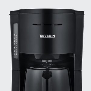 SEVERIN Filterkaffeemaschine mit Thermokanne, Kaffeemaschine für bis zu 8 Tassen, ansprechende Filtermaschine mit Isolierkanne, schwarz, 1 Liter, KA 9306 17