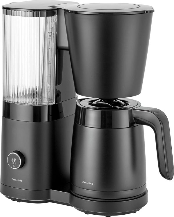 ZWILLING ENFINIGY Filterkaffeemaschine mit 1.25l Thermokanne, Kaffeemaschine mit Boiler, Blooming & smarter Entkalkerfunktion, Edelstahl, Schwarz 1