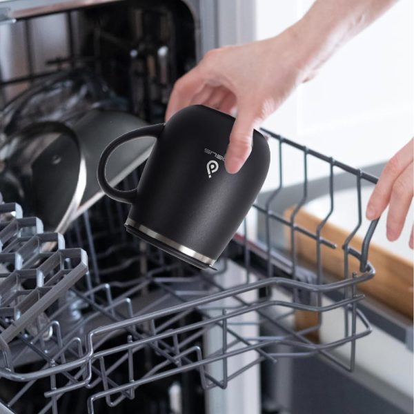 Ideus Kaffeebecher 470 ml (16 oz), doppelwandige vakuumisolierte Kaffee- und Teetasse aus Edelstahl mit rutschfestem Griff und Schiebemoduldeckel und großem Volumen (Schwarz) 6