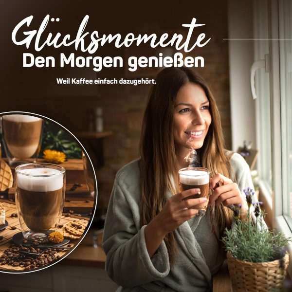 ElbFuchs® Doppelwandige Latte Macchiato Gläser Set [4x 350ml] Kristallklare Thermogläser doppelwandig | Ideal als Cappuccino Gläser | Kaffegläser | Teegläser 2