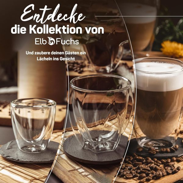 ElbFuchs® Doppelwandige Latte Macchiato Gläser Set [4x 350ml] Kristallklare Thermogläser doppelwandig | Ideal als Cappuccino Gläser | Kaffegläser | Teegläser 7