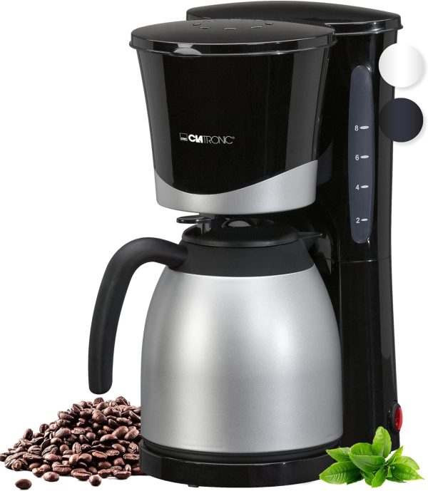 Clatronic® Kaffeemaschine mit Thermokanne | Kaffeeautomat für 8-10 Tassen | Filterkaffee | Tropfstopp & Auto-Abschaltung | Filtereinsatz herausnehmbar | Wasserstandsanzeige | 1 Liter | KA 3327 schwarz 1