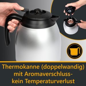 Clatronic® Kaffeemaschine mit Thermokanne | Kaffeeautomat für 8-10 Tassen | Filterkaffee | Tropfstopp & Auto-Abschaltung | Filtereinsatz herausnehmbar | Wasserstandsanzeige | 1 Liter | KA 3327 schwarz 11