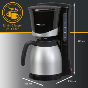 Clatronic® Kaffeemaschine mit Thermokanne | Kaffeeautomat für 8-10 Tassen | Filterkaffee | Tropfstopp & Auto-Abschaltung | Filtereinsatz herausnehmbar | Wasserstandsanzeige | 1 Liter | KA 3327 schwarz 17