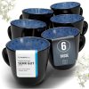 Steingut Kaffeetassen 6 Pers. Ibiza Hochwertiges Mediterranes TEST SEHR GUT Tassen Set, Spülmaschinen-, Mikrowellen- und Kratzfest - Stylisches Tee- und Kaffeebecher Set - Pure Living in Tiefblau 22