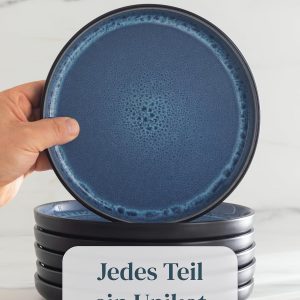 Steingut Kaffeetassen 6 Pers. Ibiza Hochwertiges Mediterranes TEST SEHR GUT Tassen Set, Spülmaschinen-, Mikrowellen- und Kratzfest - Stylisches Tee- und Kaffeebecher Set - Pure Living in Tiefblau 18