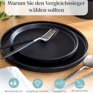 Steingut Kaffeetassen 6 Pers. Manhattan Hochwertiges Urban Style TEST SEHR GUT Tassen Set, Spülmaschinen-, Mikrowellen- und Kratzfest- Stylisches Tee- und Kaffeebecher Set- Pure Living in matt schwarz 9